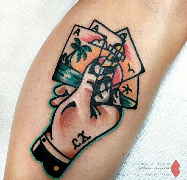 传统风格植物女性横幅图案纹身