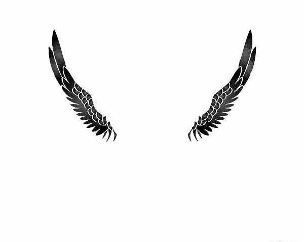 帅气的天使翅膀纹身图案手稿图片