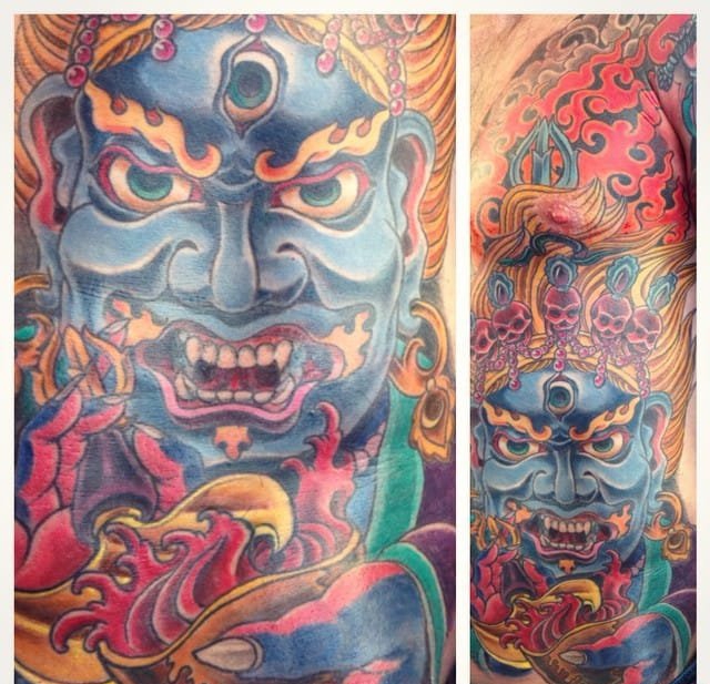 12款大面积吓人的大黑天护法图案纹身