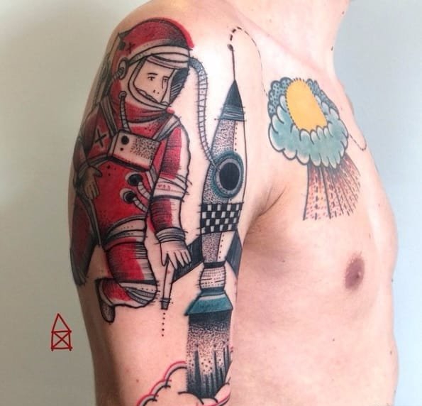 大腿上可爱的动物獾纹身图案