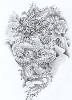八款帅气的龙纹身图案手稿