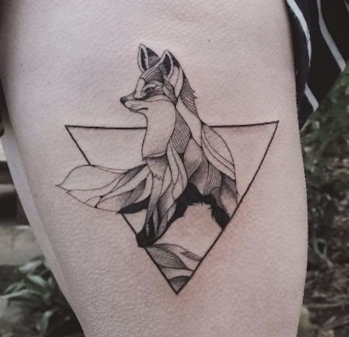 几何图形自然景色纹身图案