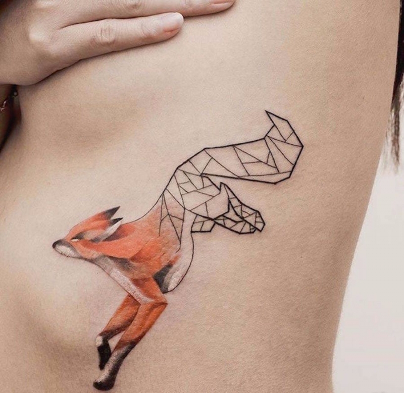 几何图形自然景色纹身图案