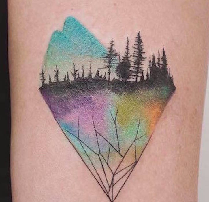 几何图形自然景色纹身图案