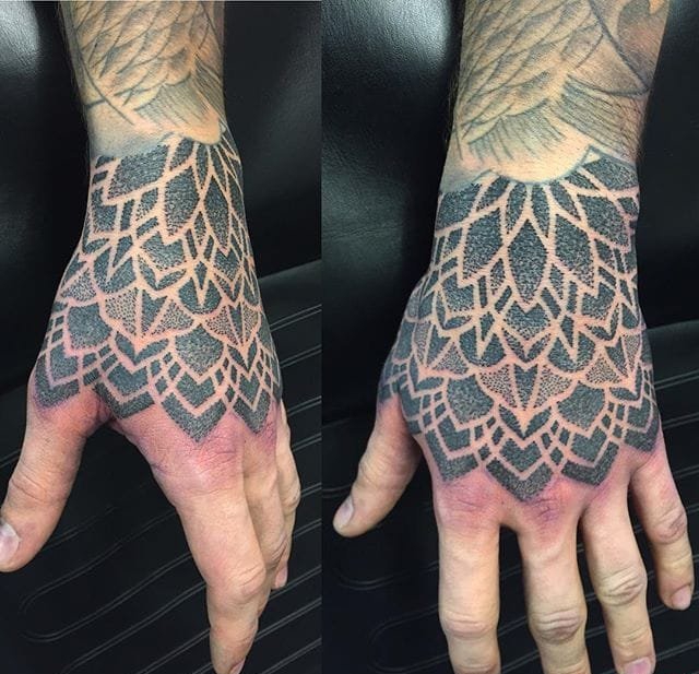 大面积密集几何图形纹身图案来自百瑞普兰