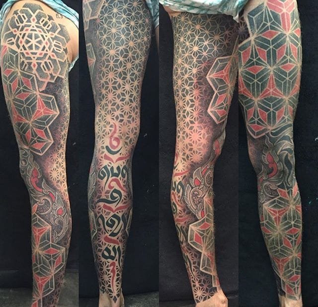 大面积密集几何图形纹身图案来自百瑞普兰