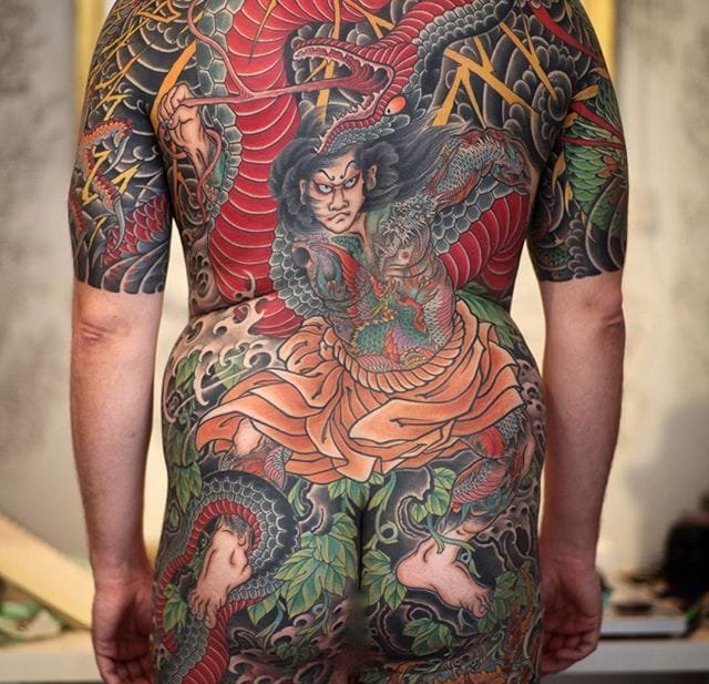 八款男性大胆的满背大面积彩色纹身图案