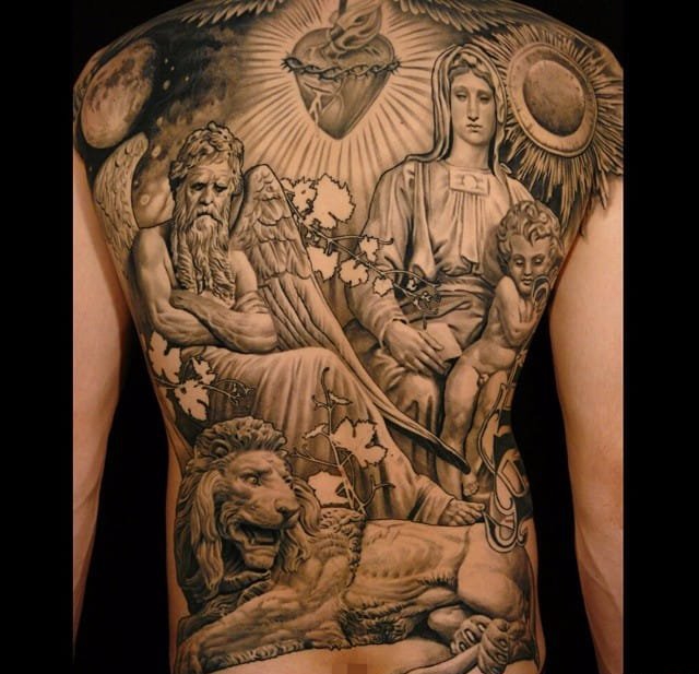 八款男性大胆的满背大面积彩色纹身图案