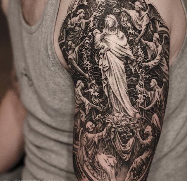 黑灰色现实主义风格纹身图案来自德米特里