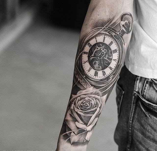 黑灰色现实主义风格纹身图案来自德米特里