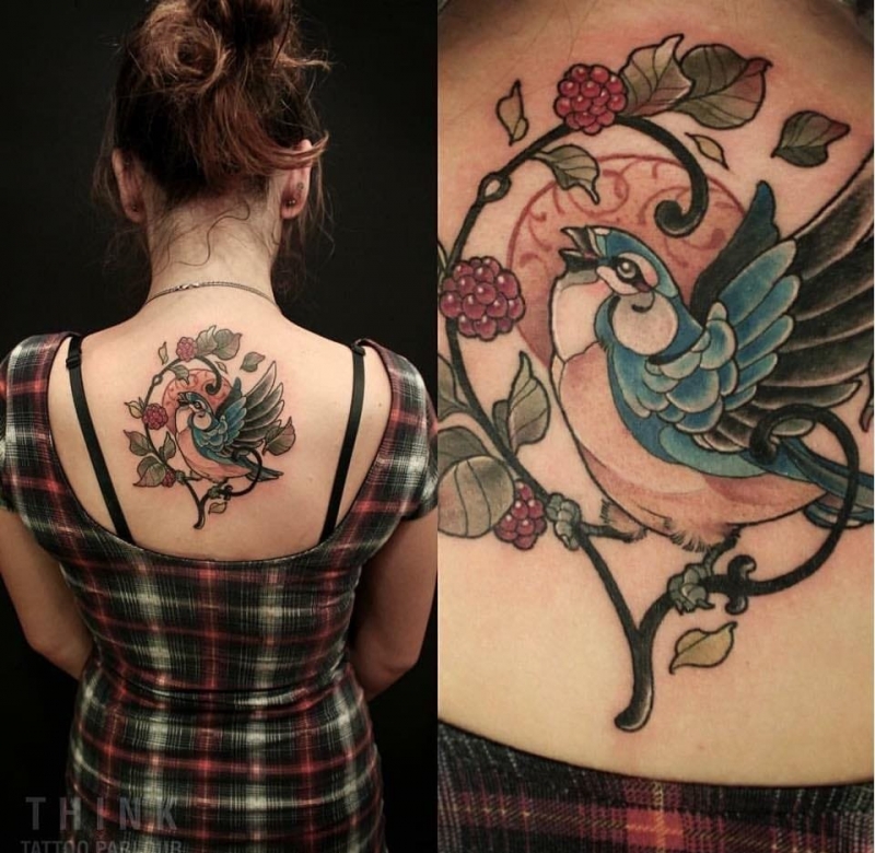 精制漂亮的新传统风格纹身图案来自桑蒂板