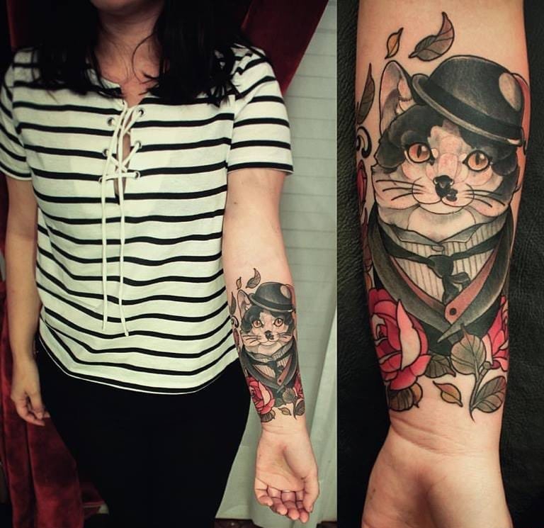 精制漂亮的新传统风格纹身图案来自桑蒂板