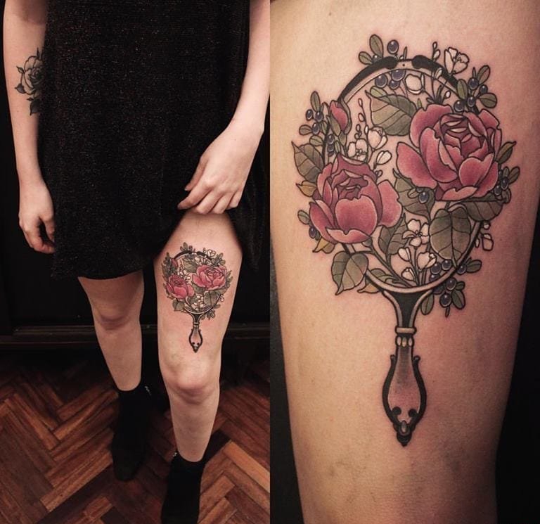 精制漂亮的新传统风格纹身图案来自桑蒂板