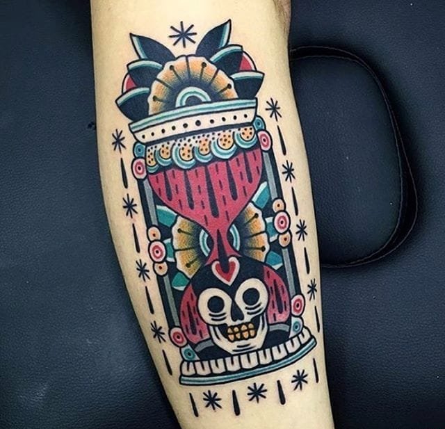 传统风格玫瑰花纹身图案