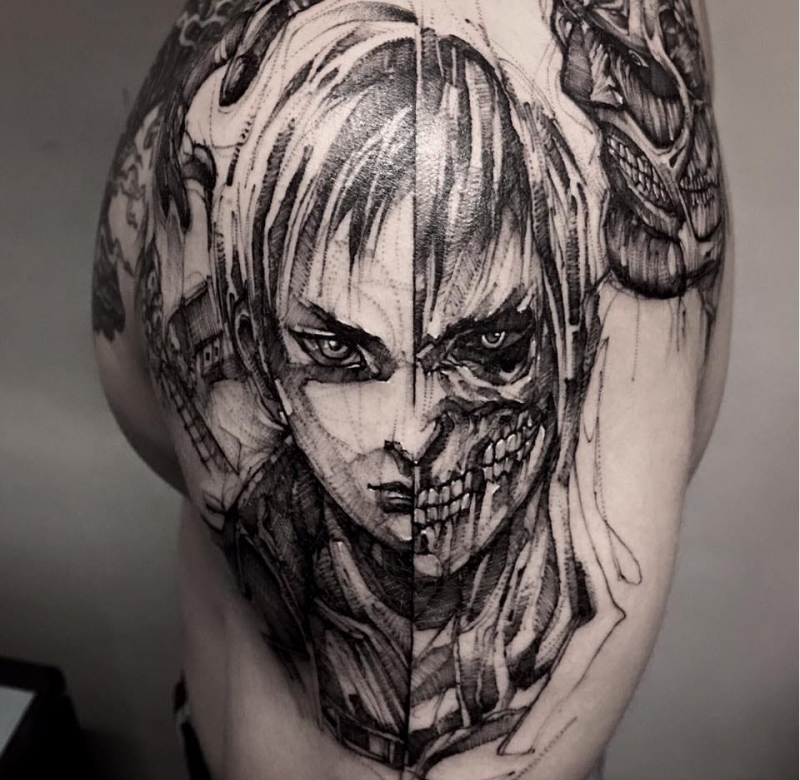 粗糙抽象的现代风格纹身图案