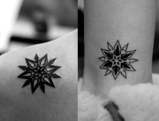 男女脚踝花式星形刺青图案