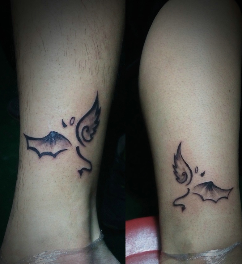 裸脚外侧有意义的小清新情侣纹身图案