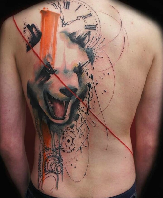 几何点刺线条水墨的完美结合纹身图案