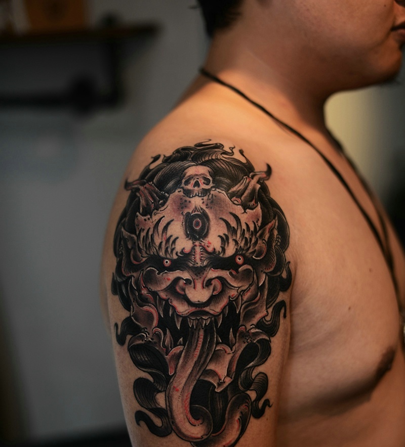 老传统大臂小般若纹身图案