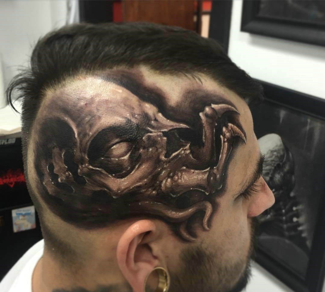 一组特别霸气的3d头部纹身图案