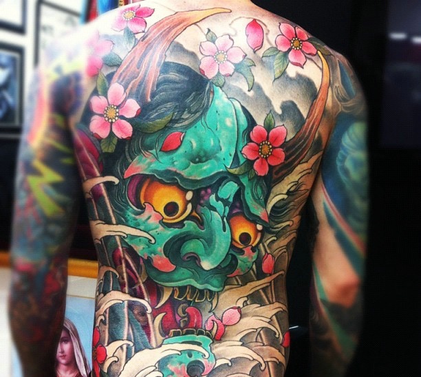 满背彩色大般若纹身图案眼花缭乱