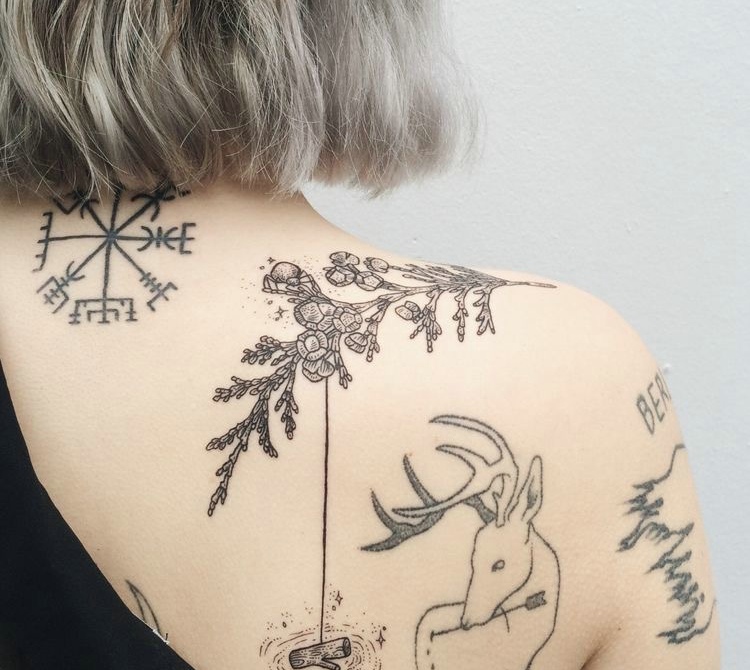 各种图案拼接而成的图腾纹身图案