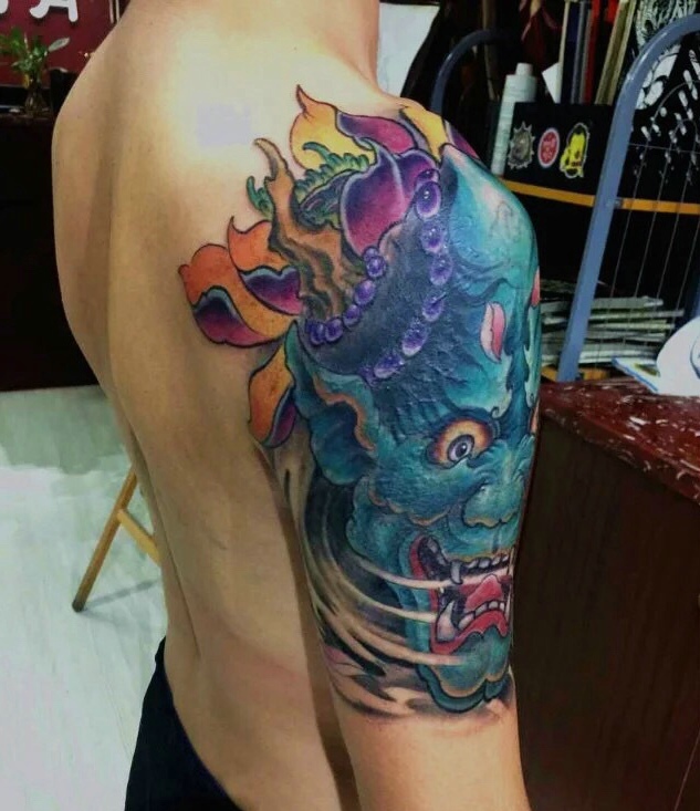 老传统彩色般若纹身图案清晰大方