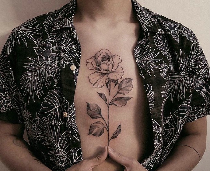 一组时尚派的精美花朵纹身图案