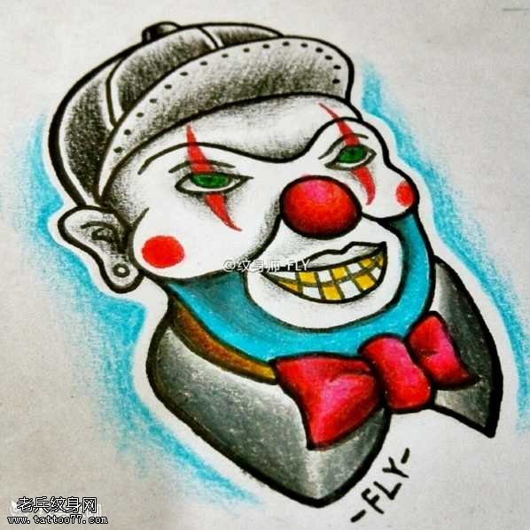 手稿小丑纹身图案