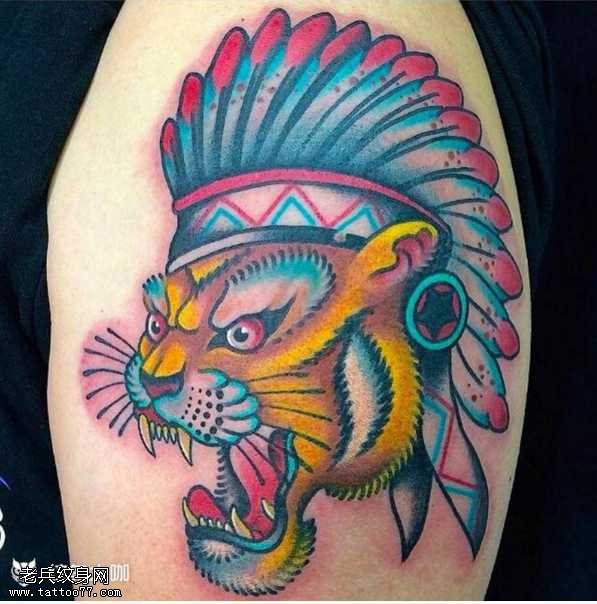 胳膊豹子纹身图案