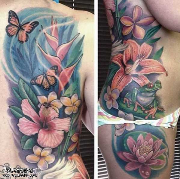 满百合花纹身图案