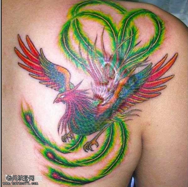 胸部凤凰纹身图案