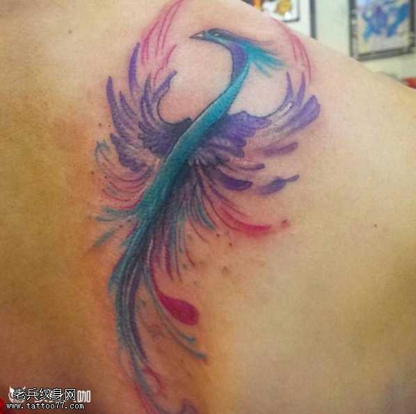 肩部凤凰纹身图案