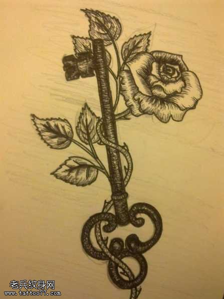 手稿钥匙纹身图案