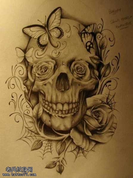 手稿骷髅纹身图案