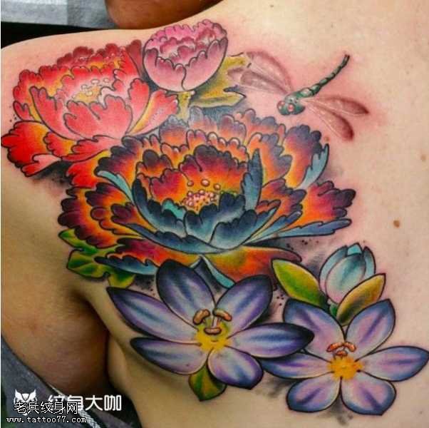 牡丹花纹身图案