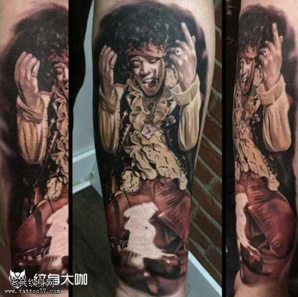 腿部音乐之王纹身图案