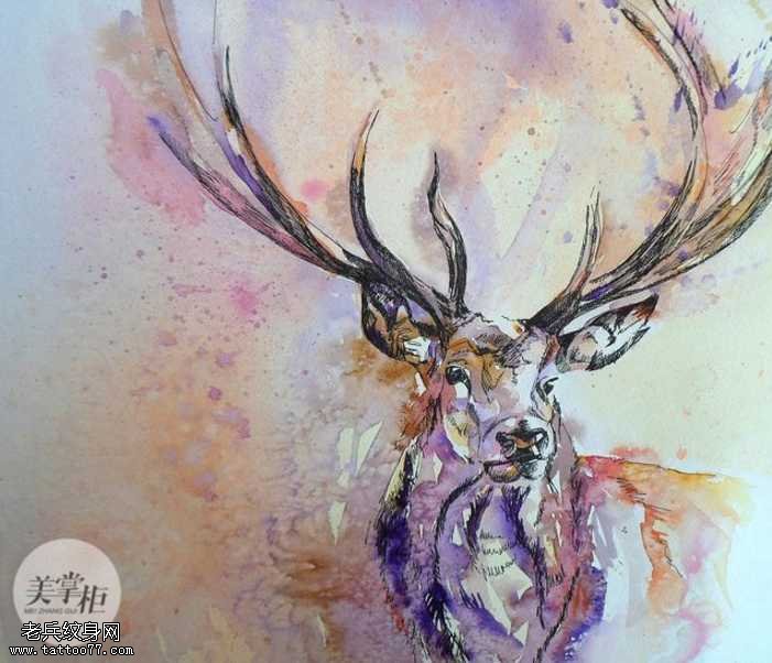 手稿鹿纹身图案