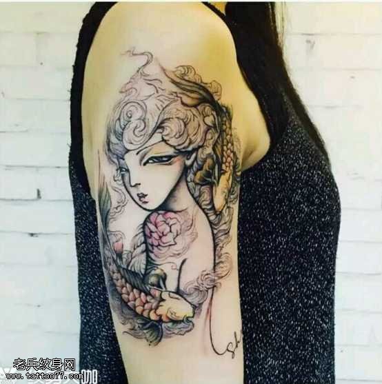 胳膊双鱼座纹身图案