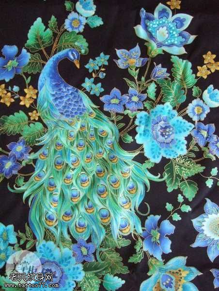 手稿孔雀纹身图案