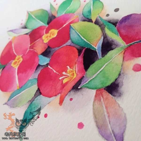 手稿植物纹身图案