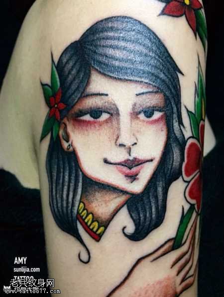 胳膊人脸纹身图案