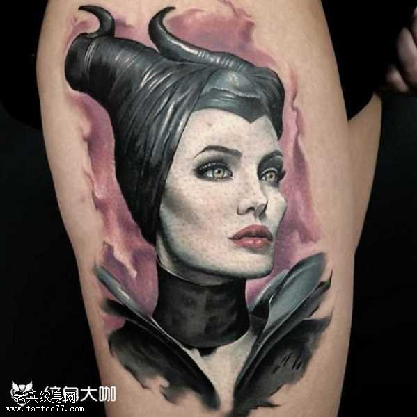 腿部漂亮女孩纹身图案