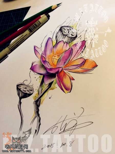 手稿小莲花纹身图案