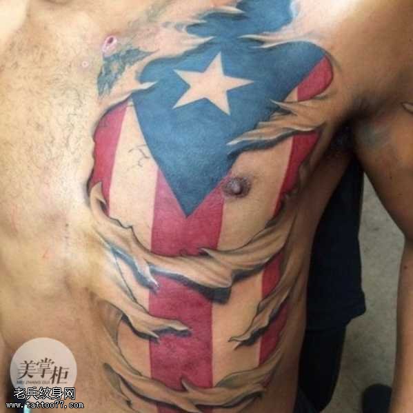 胸部美国队长纹身图案