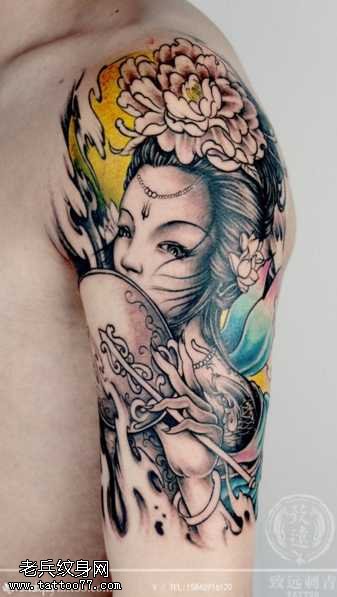胳膊艺妓纹身图案