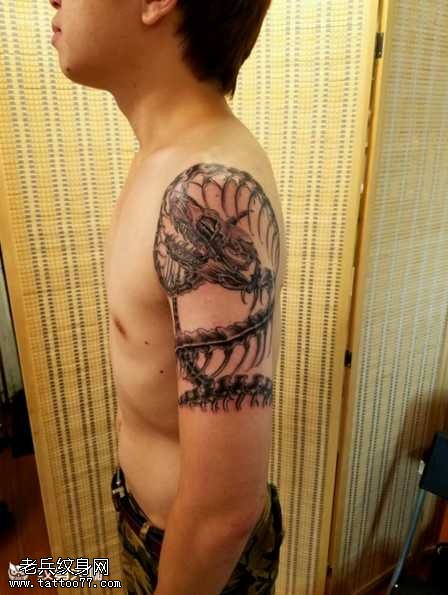 胳膊蛇骨纹身图案
