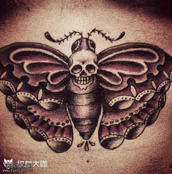 腰部飞蛾纹身图案