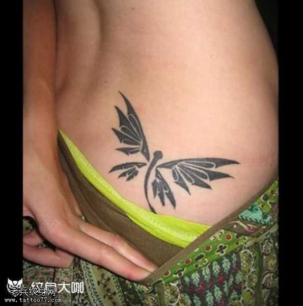 腰部蜻蜓图腾纹身图案