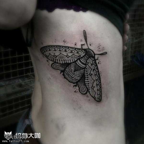 腰部昆虫纹身图案